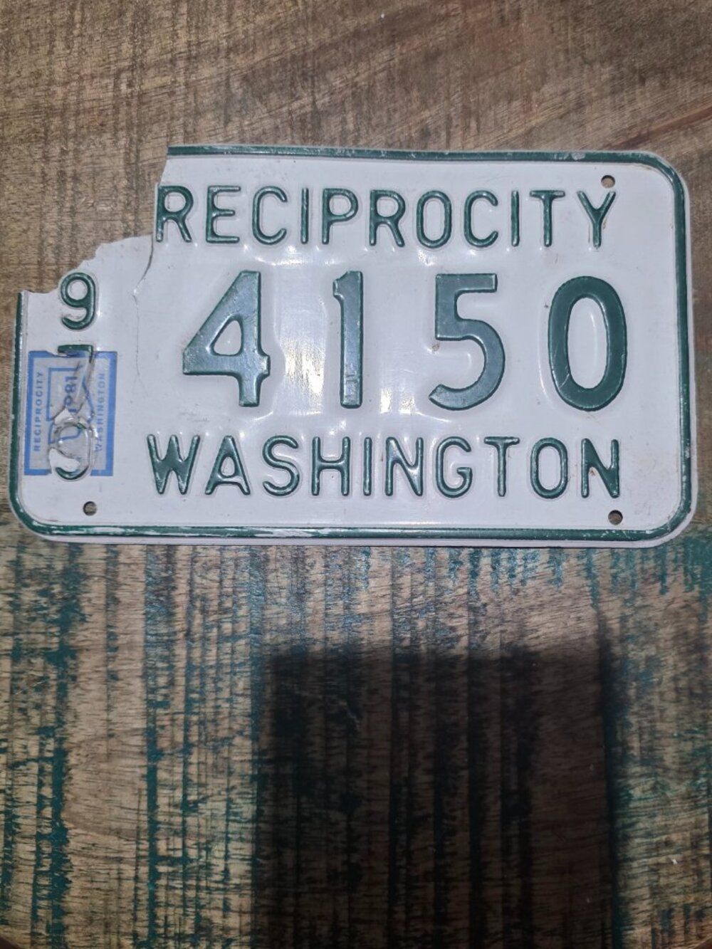 1979 Washington Reciprocity Plate 4150 with 1981 Sticker
